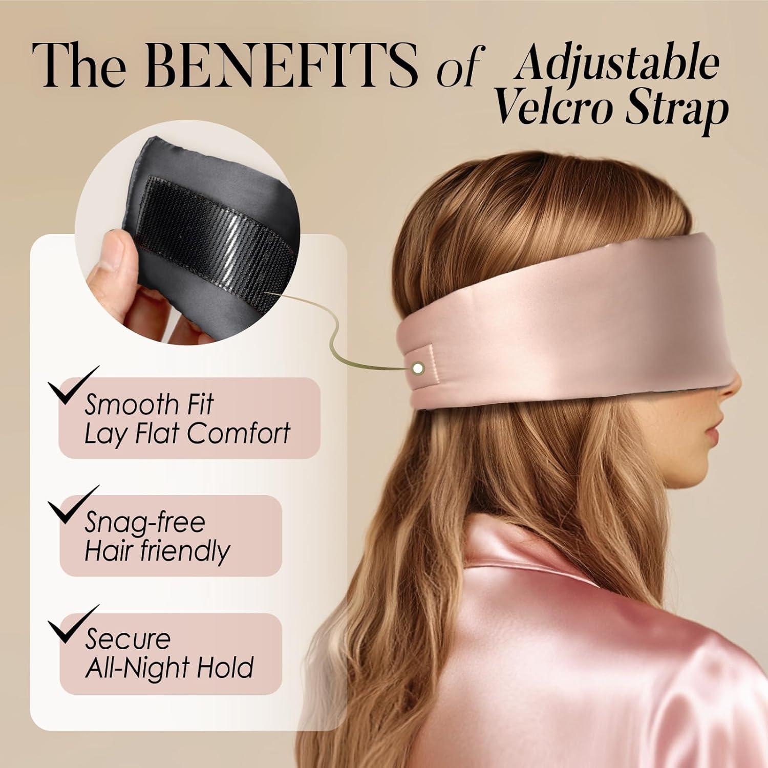 Máscara de Sueño de Seda LULUSILK Reversible Rosa y Negro