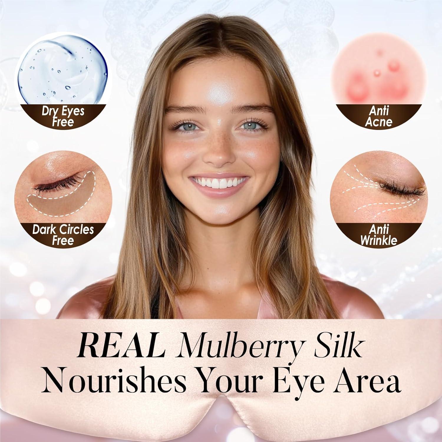 Máscara de Sueño de Seda LULUSILK Reversible Rosa y Negro