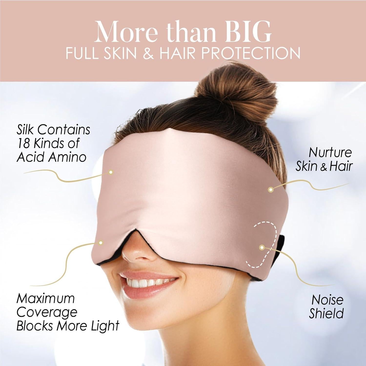 Máscara de Sueño de Seda LULUSILK Reversible Rosa y Negro