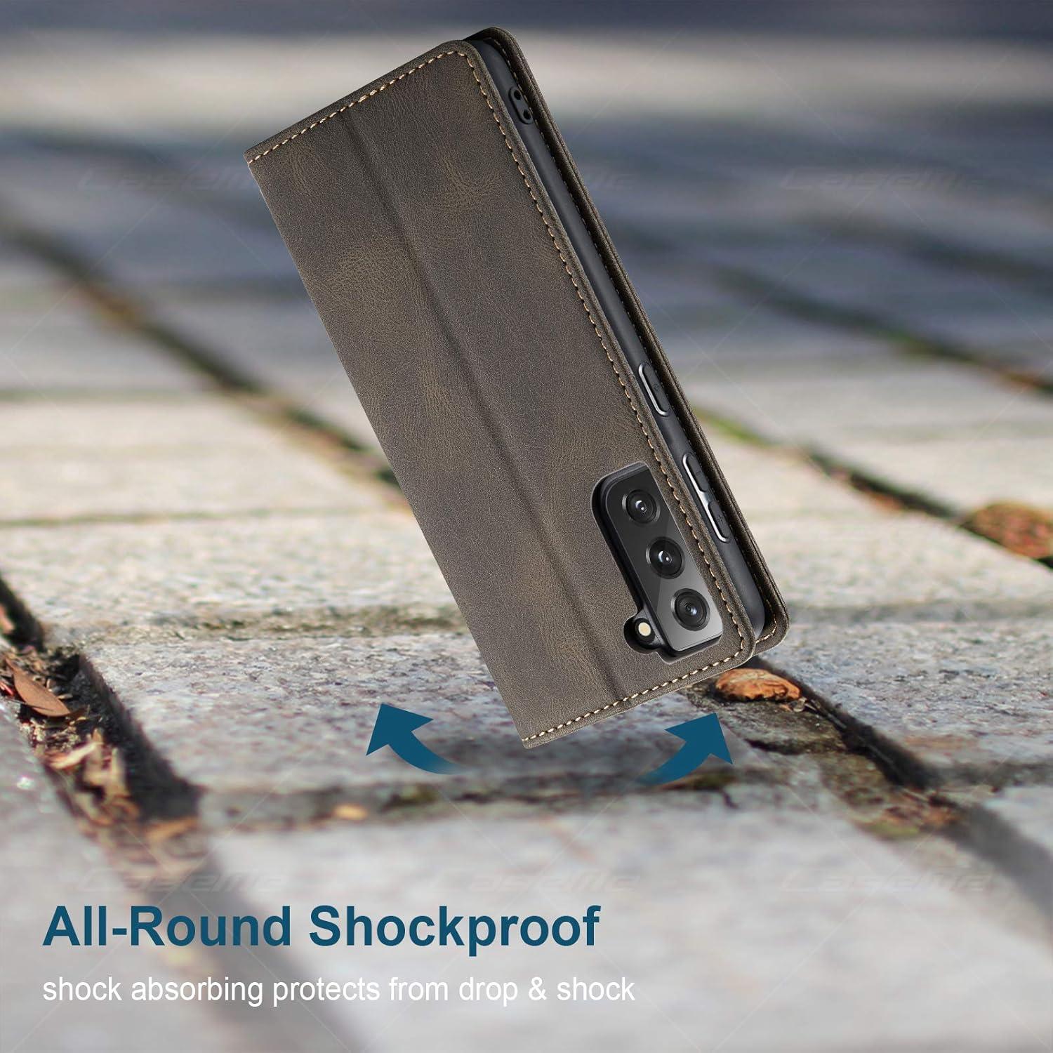 Funda de Cartera Japezop para Samsung Galaxy S21 5G Café