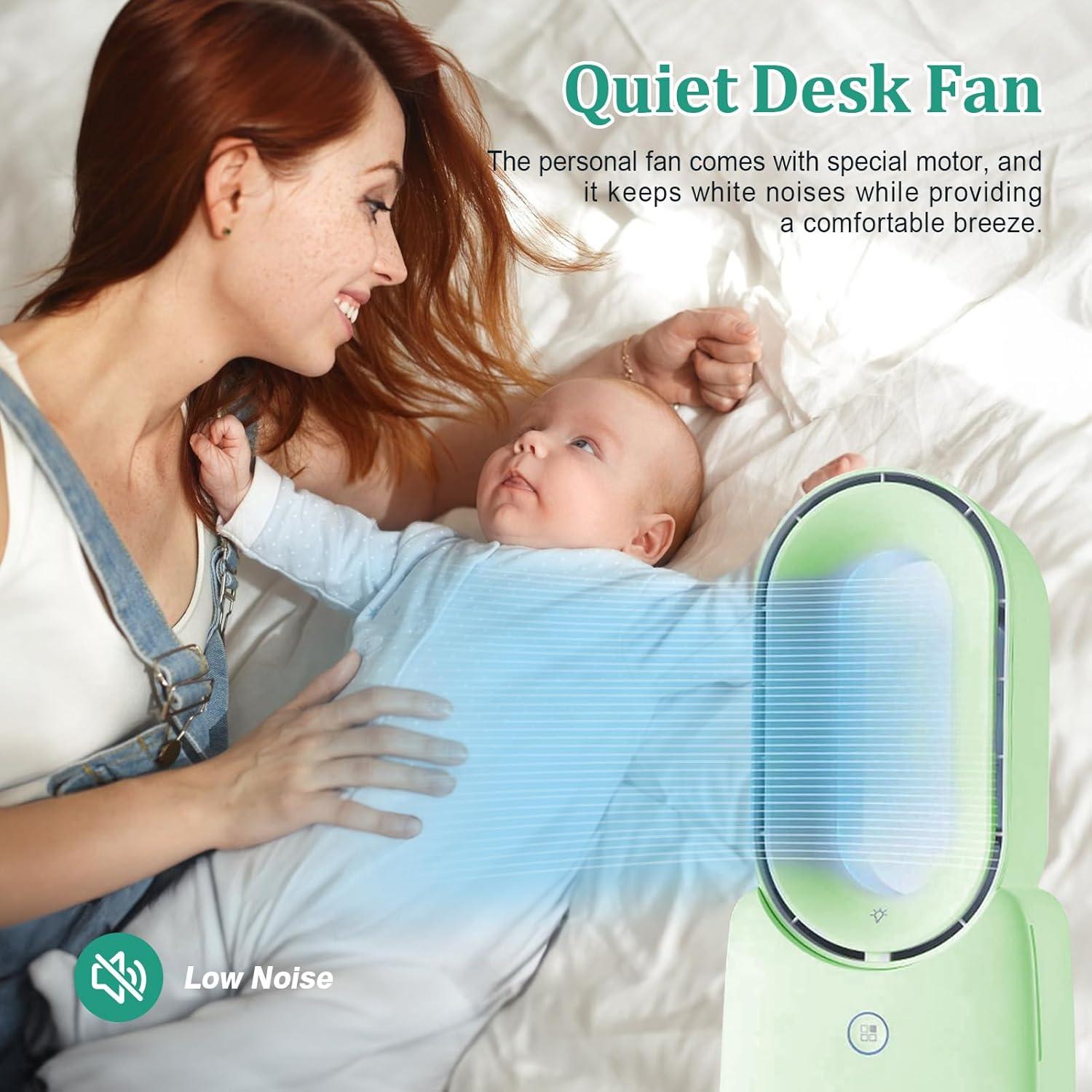 Ventilador de Mesa CONBOLA F1 Recargable 30 cm Verde Silencioso