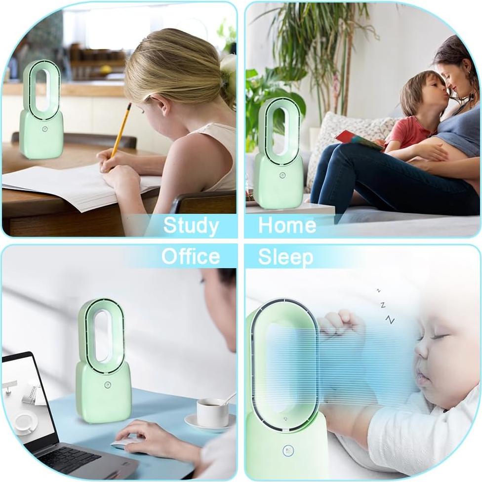 Ventilador de Mesa CONBOLA F1 Recargable 30 cm Verde Silencioso