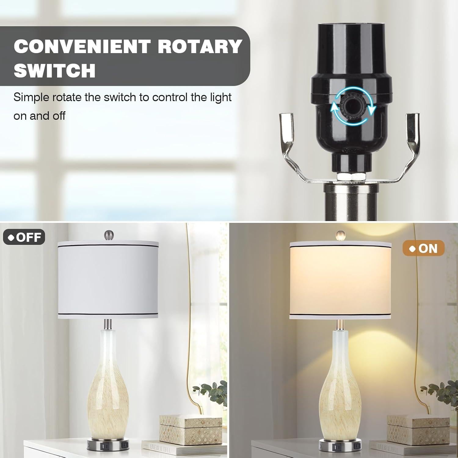 Lámparas de Mesa Rinweey con Luz Nocturna y USB - Juego de 2