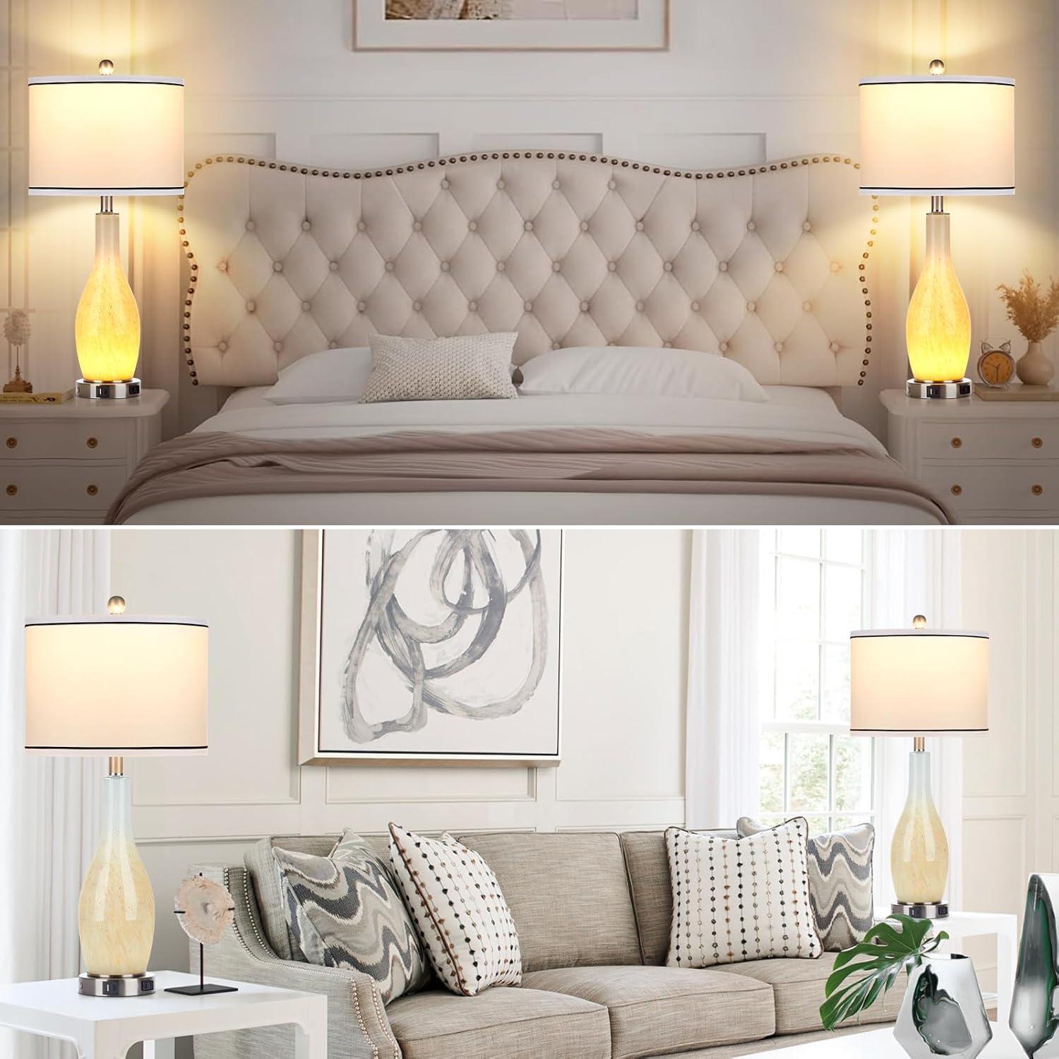 Lámparas de Mesa Rinweey con Luz Nocturna y USB - Juego de 2