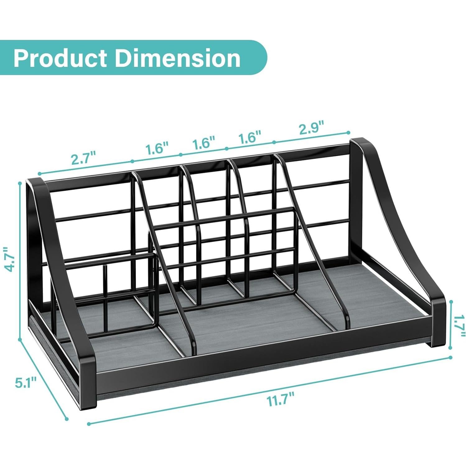 Organizador de Encimera de Baño OVICAR con 7 Compartimentos Negro