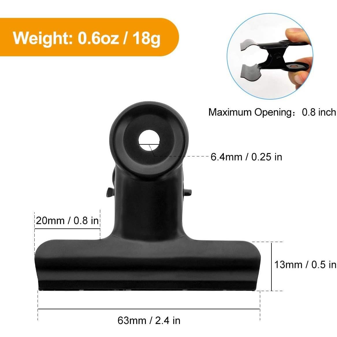 Coideal Paquete de 12 Clips de Papel Metálicos Negros Grandes 6.35 cm