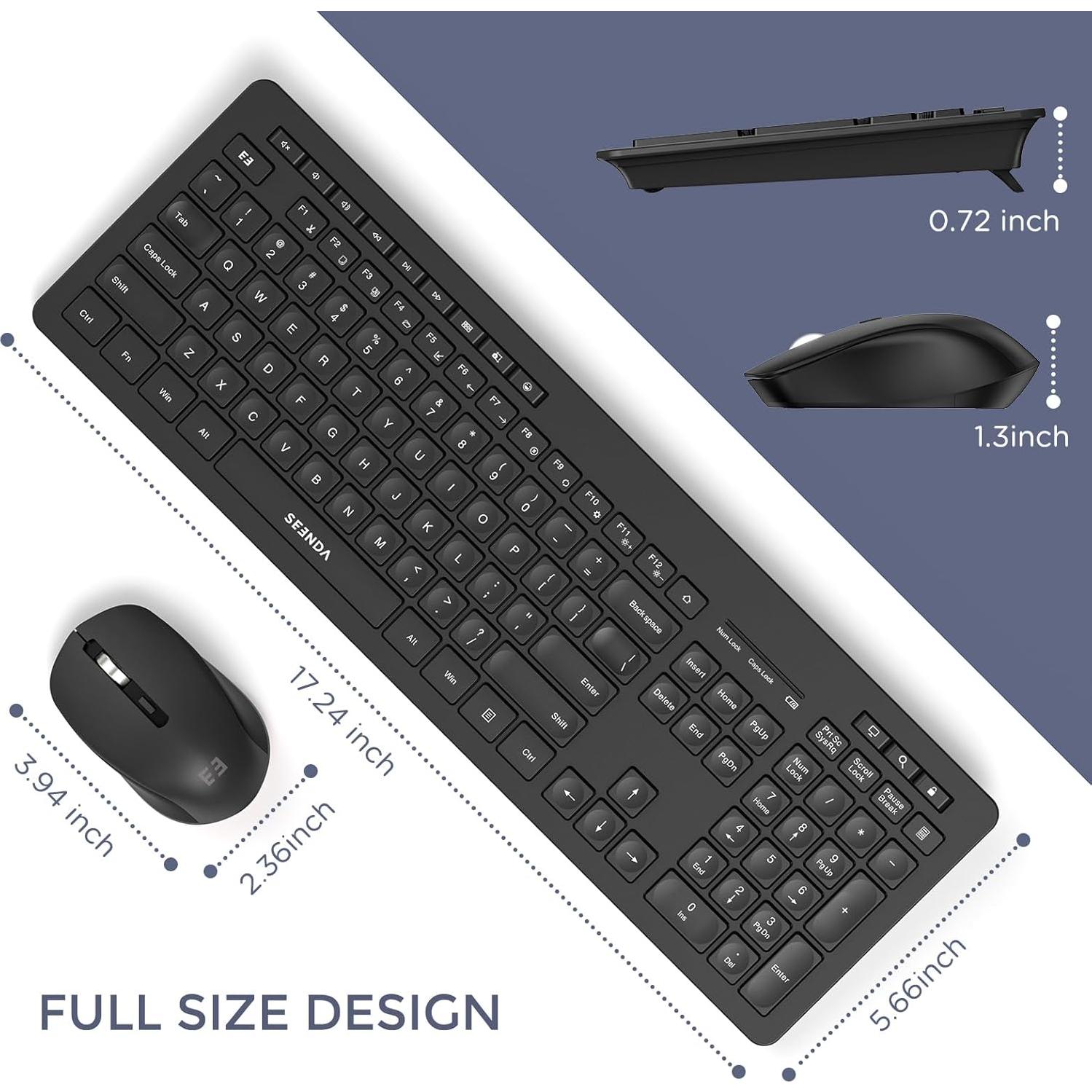 Combo Teclado y Ratón Inalámbrico Seenda Negro 2.4GHz