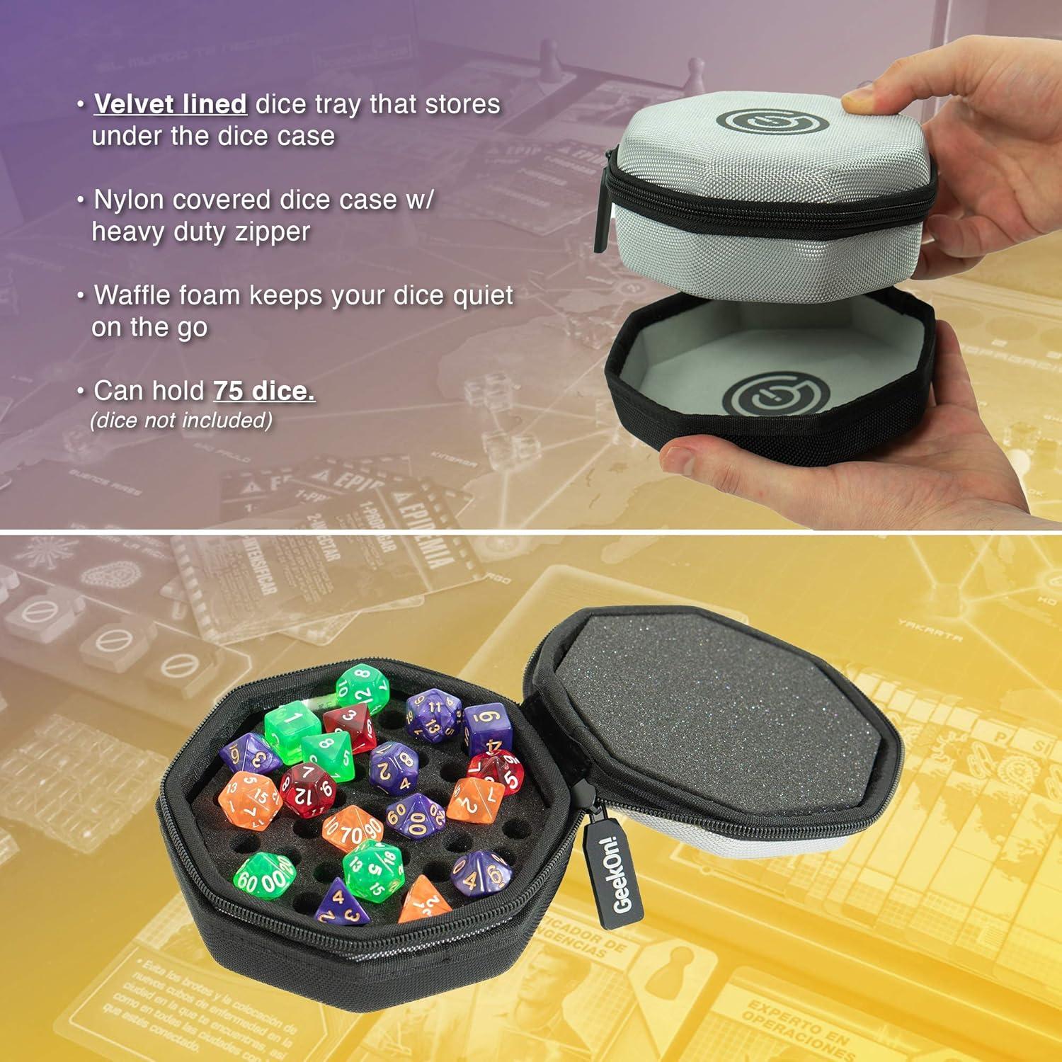 GeekOn Funda Acolchada para Dados y Bandeja de Fieltro - Gris