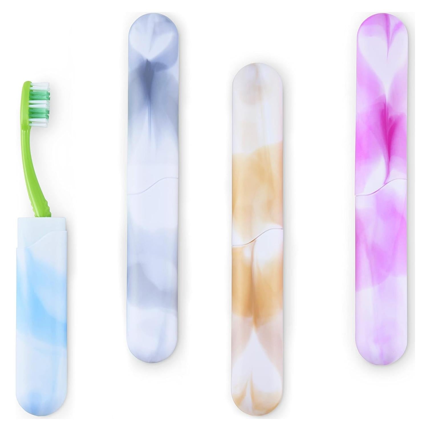 4 Pack Elite Travel Toothbrush Case with Drainage Holes – Portable, Breathable Plastic Toothbrush Holders Travel Covers – Ideal for Camping, Trips & Daily Use – Assorted Colors