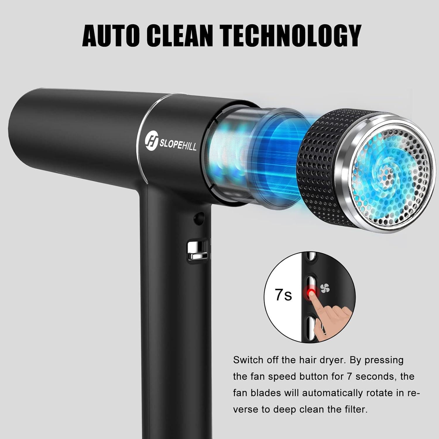 Secador de Pelo Slopehill Sin Escobillas Negro 1.12kg