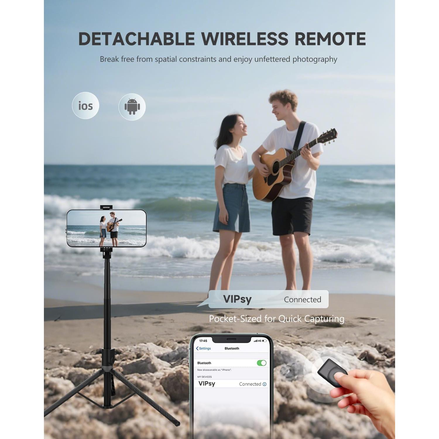 Trípode para Teléfono RISEOFLE 180 cm con Control Remoto