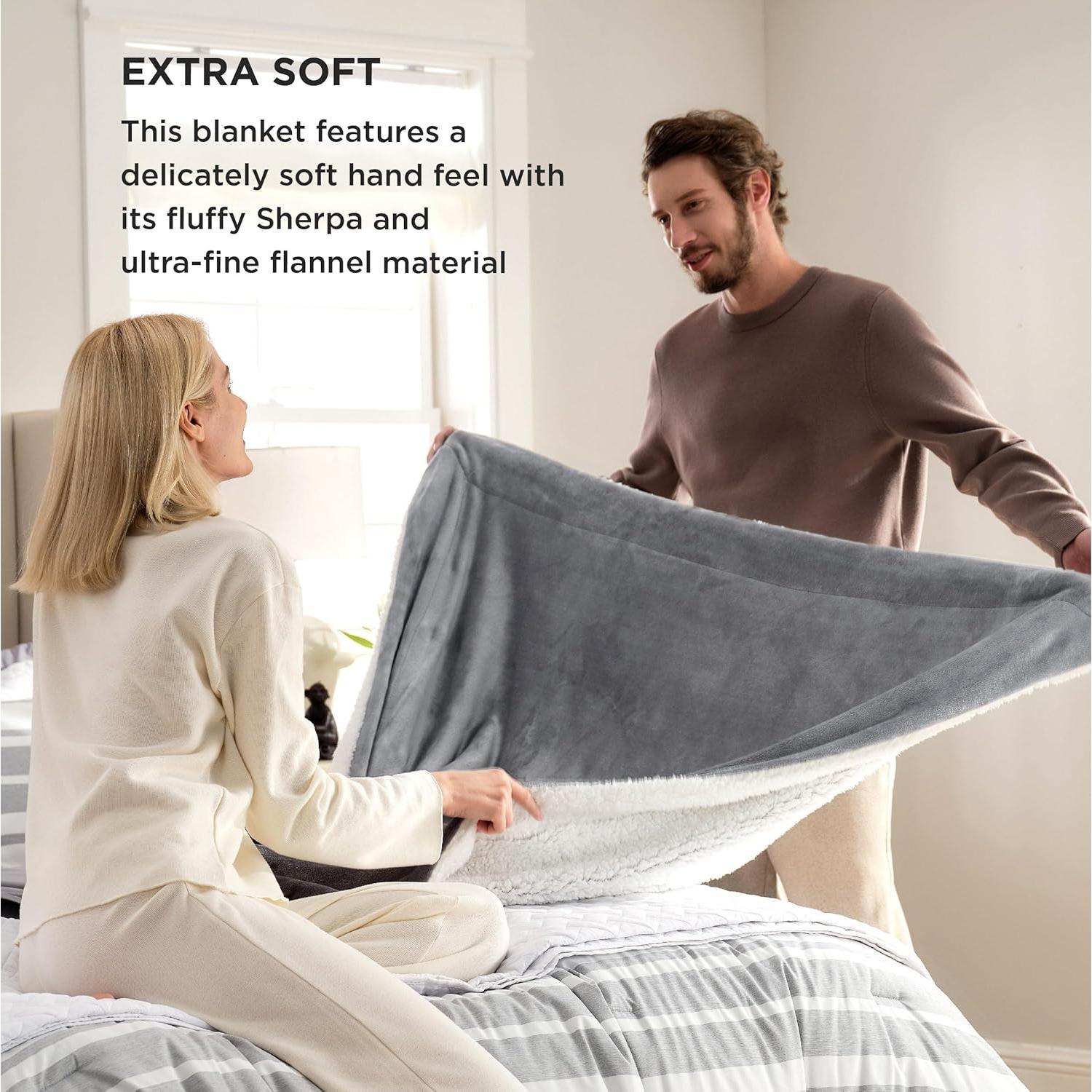 Manta de lana Sherpa Bedsure 127x152 cm Gris - Suave y Cálida