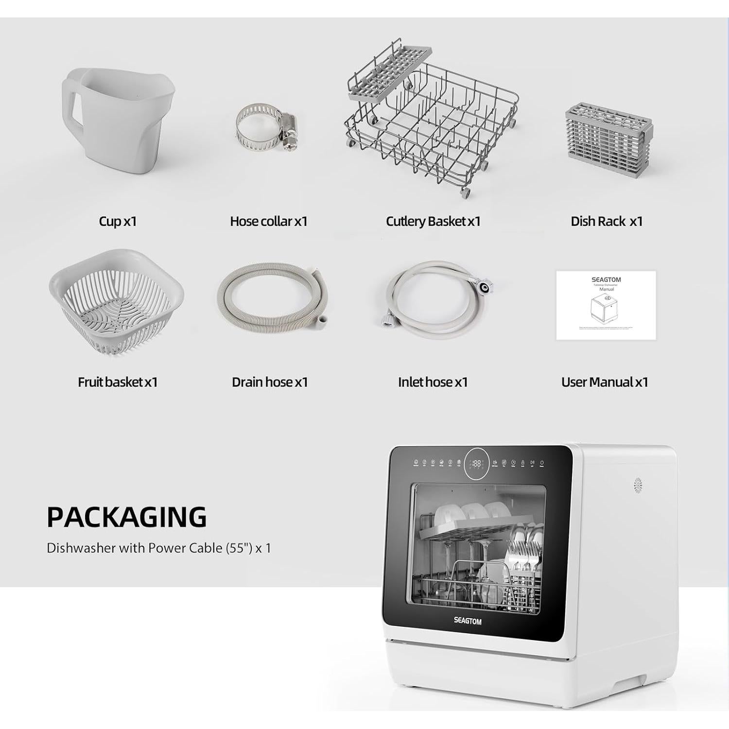 Lavavajillas Mini Portátil SEAGTOM TDQRO9 5L 3 Configuraciones