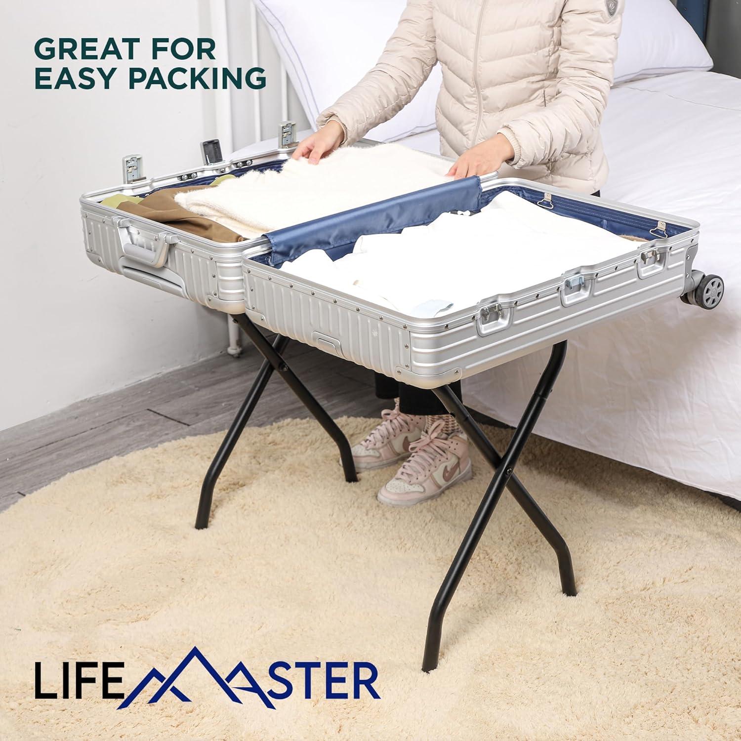 Soporte de Equipaje Plegable LifeMaster - Acero Negro 68.6x57.4cm