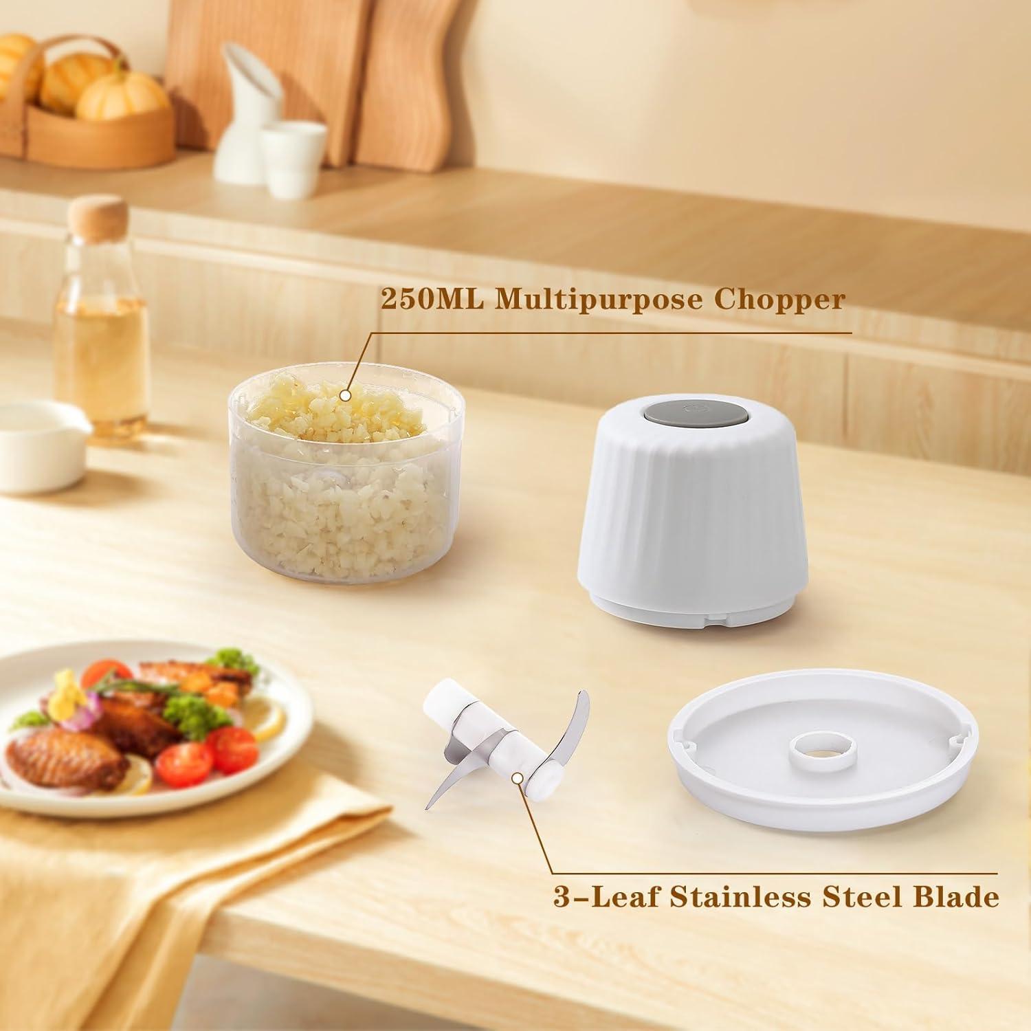 Picador de Ajo Eléctrico Chidoyii 250ML Inalámbrico Blanco