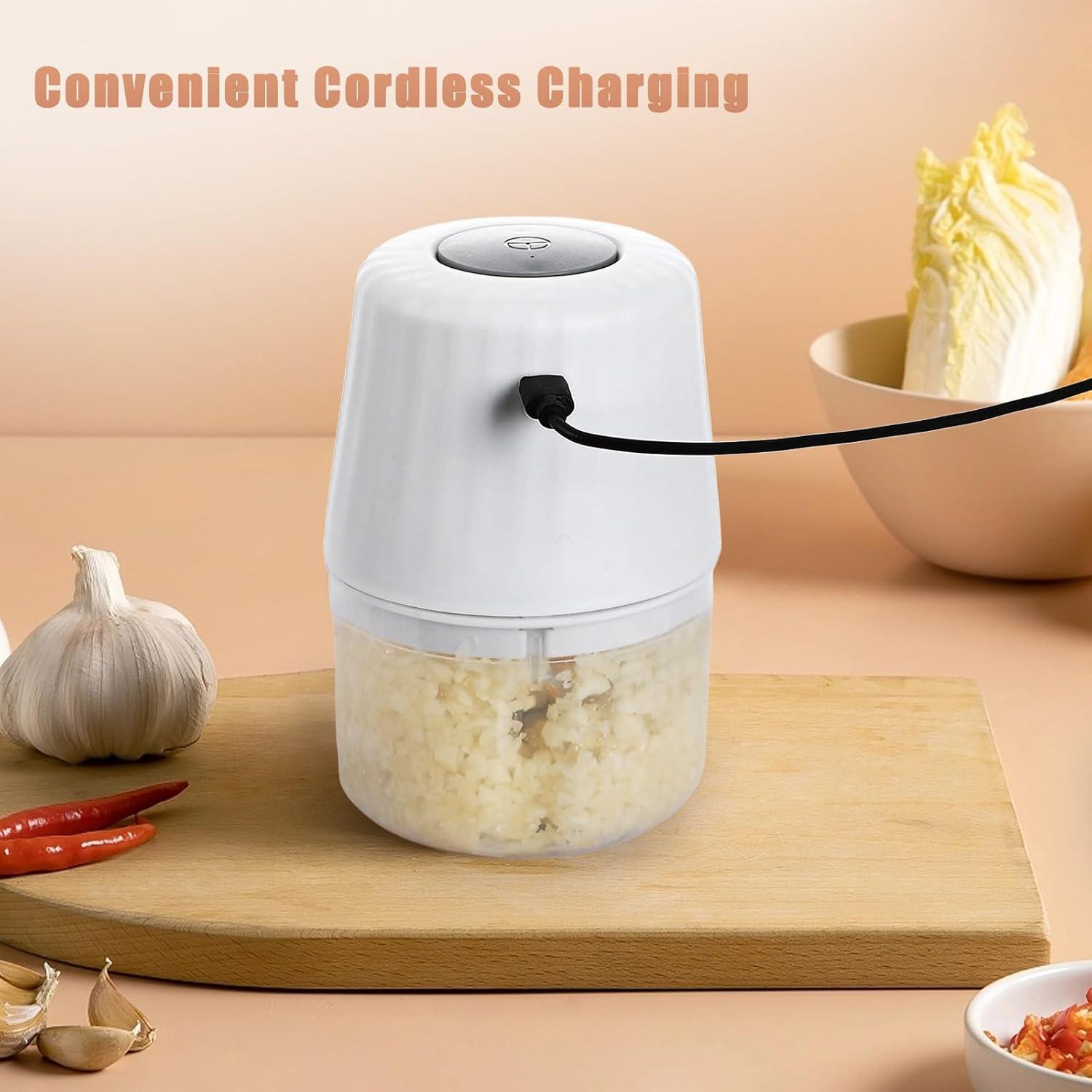 Picador de Ajo Eléctrico Chidoyii 250ML Inalámbrico Blanco