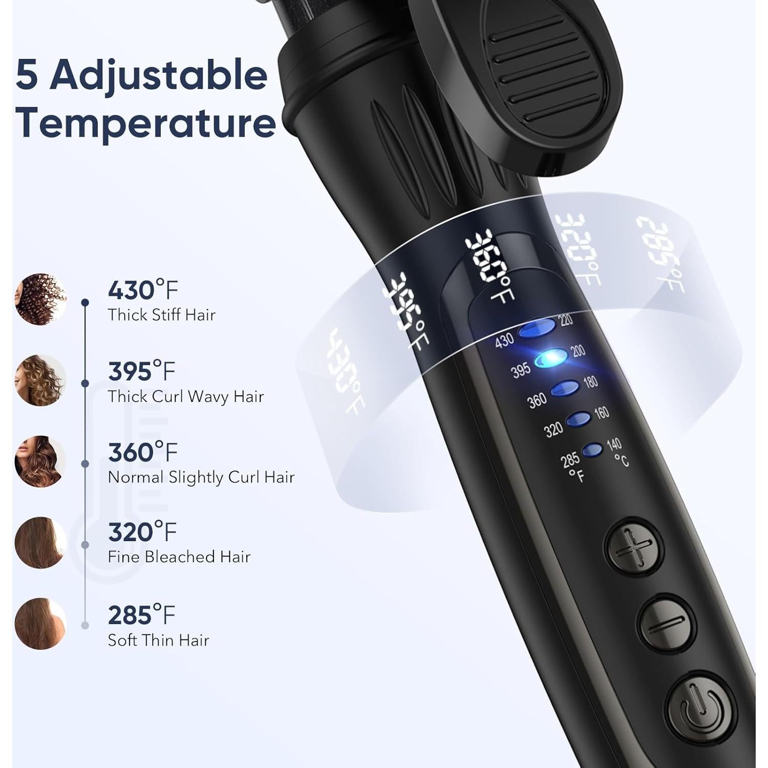 Plancha de Rizar Profesional Ryanboo 0.75" Negra 5 Temperaturas