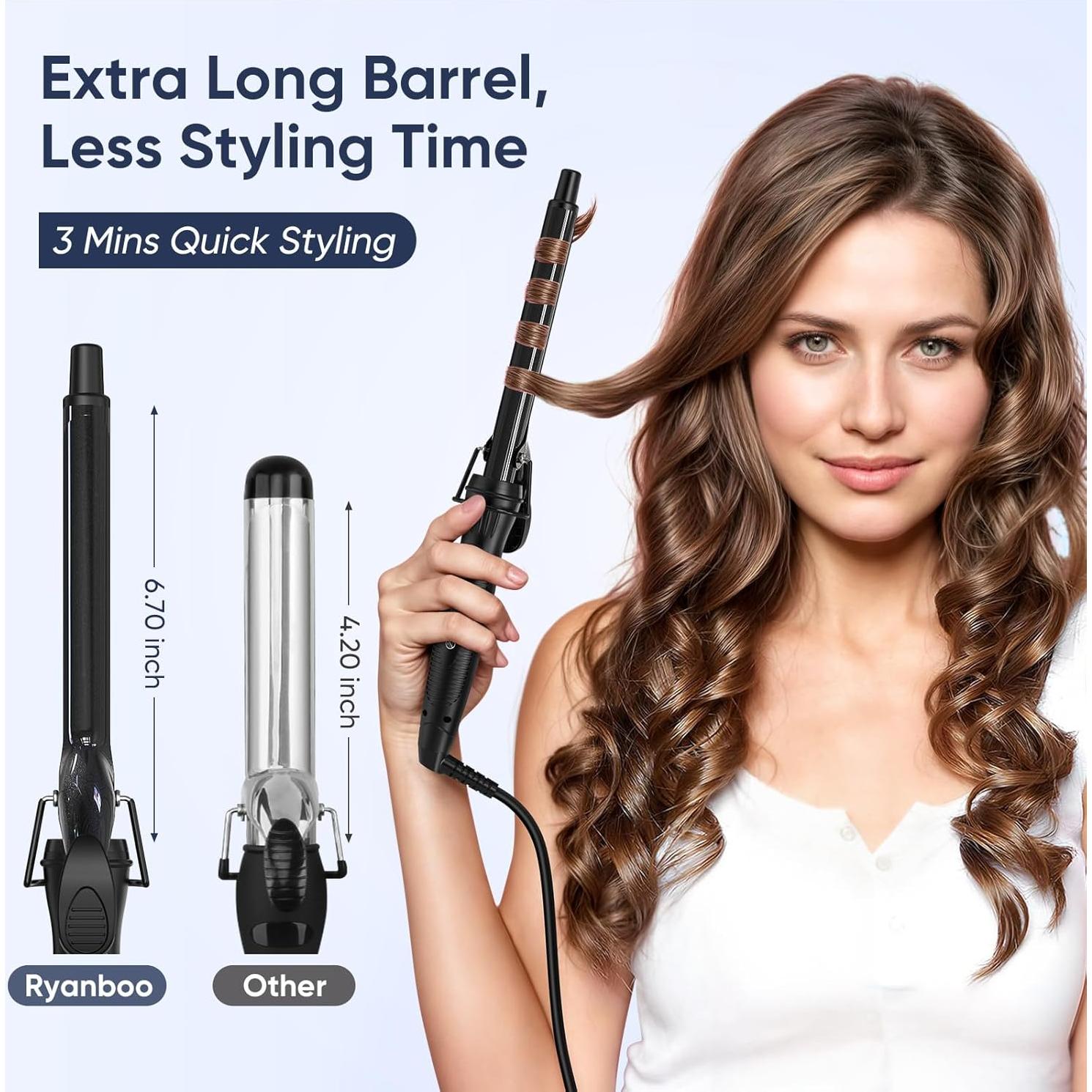 Plancha de Rizar Profesional Ryanboo 0.75" Negra 5 Temperaturas