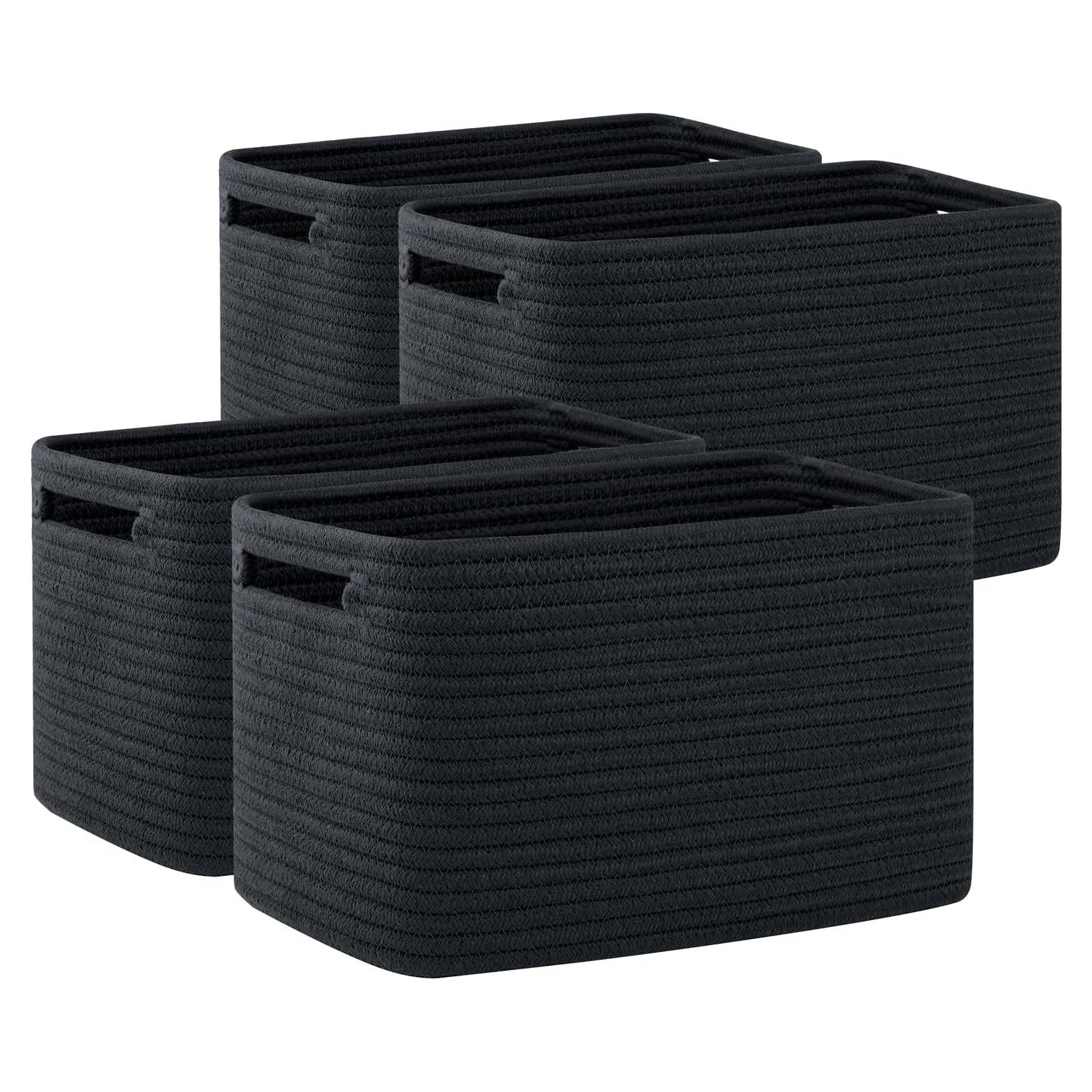 Cestas de Almacenamiento OIAHOMY 4 Piezas Algodón 32.3x22.9x19.8cm Negro