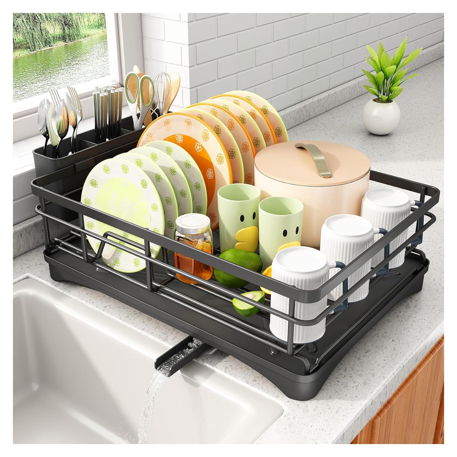 Escurridor de Platos SAYZH de Acero Inoxidable Negro 42.4x30cm