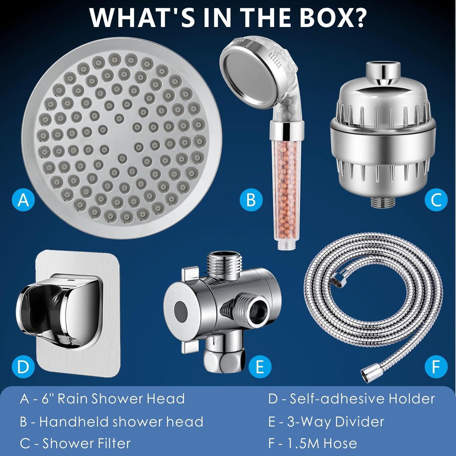 Cabezal de Ducha Filtrada Voolan 6" Cromo Alta Presión