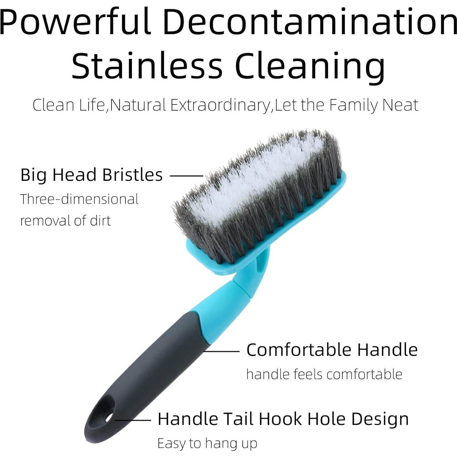 2-Pack Scrub Brush for Cleaning with Long Handle, Medium Firm Brush Bathroom Cleaning Supplies and Bathtub Cleaner and Shower Cleaning, Multi-Scene Use for Kitchen or Carpet