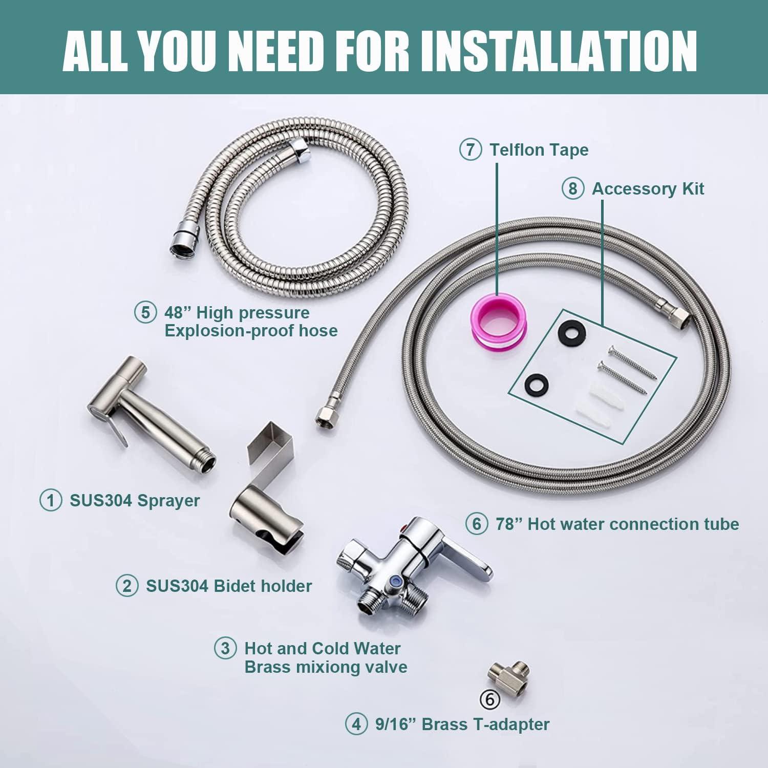 Rociador de Bidet de Mano Pugrwei BDA-1 Acero Inoxidable