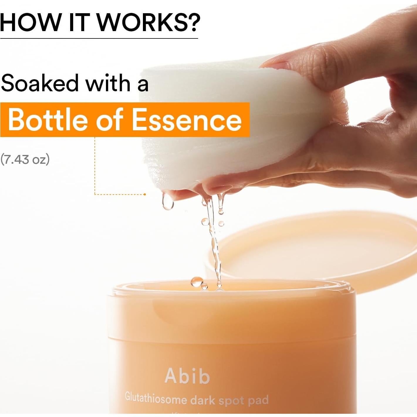 Abib Glutathiosome Dark Spot Pad Vita Touch 60pads 4.90 fl.oz. | Korean Brightening Toner Pads for Face with Niacinamide, Glutathione, Exosome, LHA, Cleansing, Disposable, Exfoliant, Skin Care