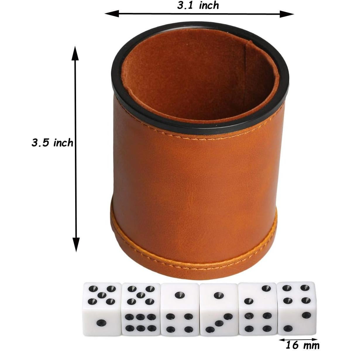 Copa de Dados RERIVER con Tapa y 6 Dados Marrón