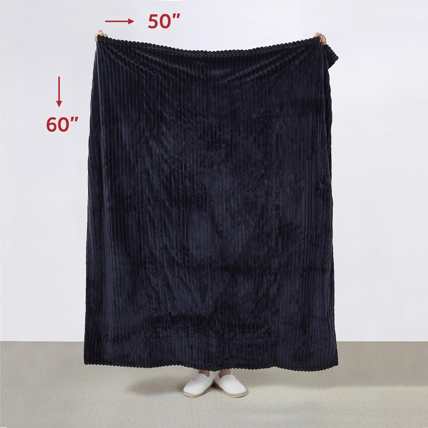 Sunbeam Royal Posh Velvet Heated Throw Electric Blanket, 50" x 60", 4 Heat Settings, 4-Hour Auto Shut-Off, Warming Throw for Couch, Fast Heating, Machine Washable, Warm and Cozy, Ribbed Admiral Blue