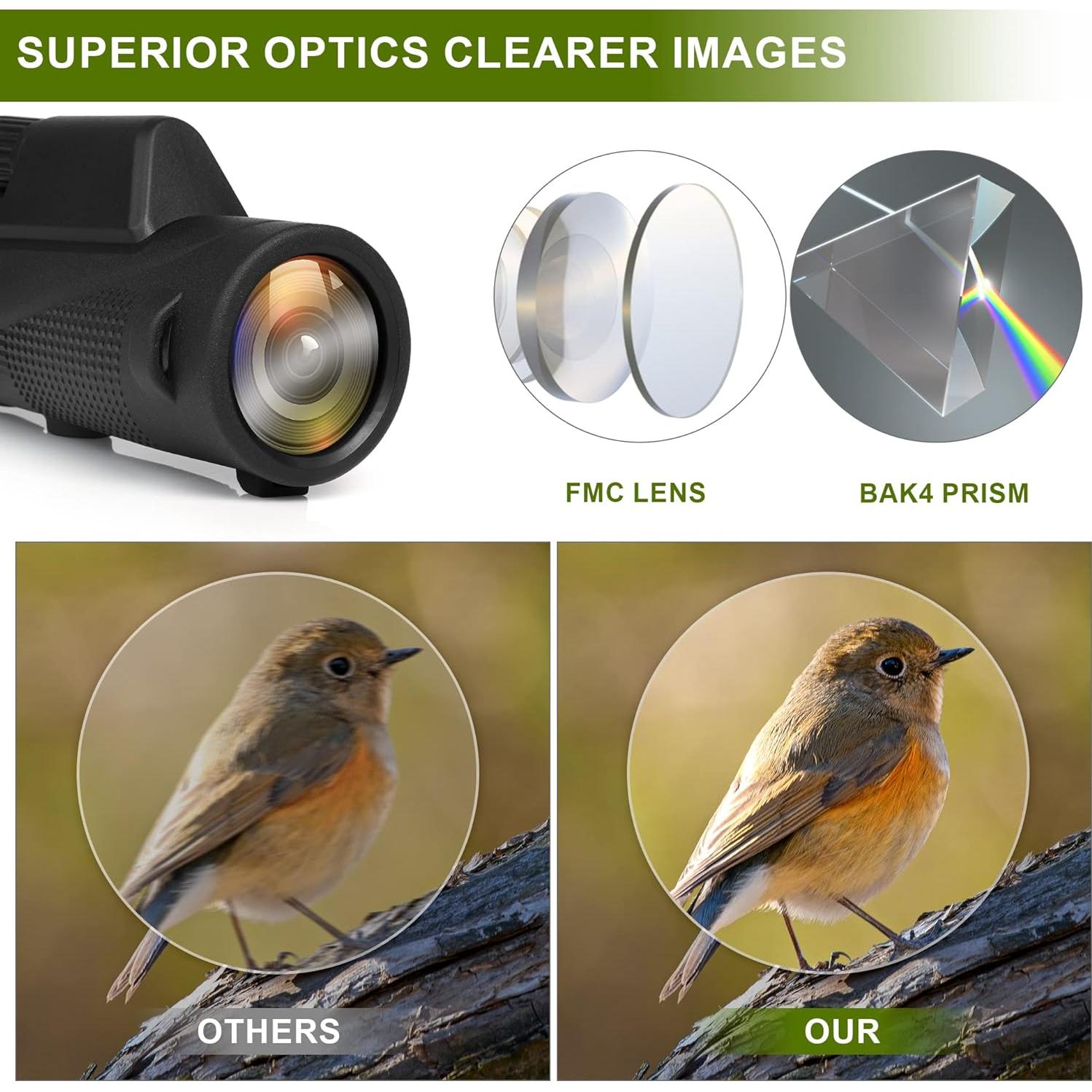 Telescopio Monocular HD 12x55 Aoziqi Impermeable Compacto