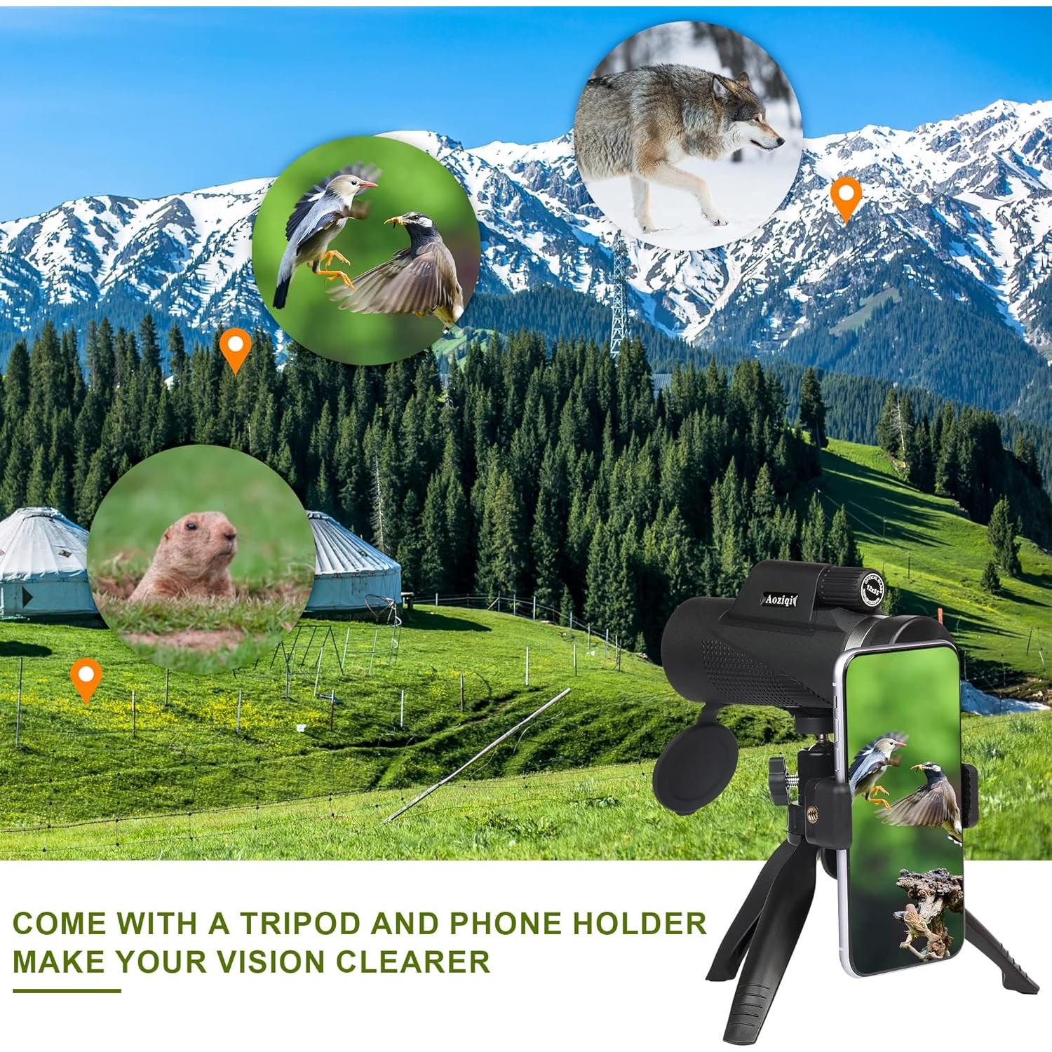 Telescopio Monocular HD 12x55 Aoziqi Impermeable Compacto