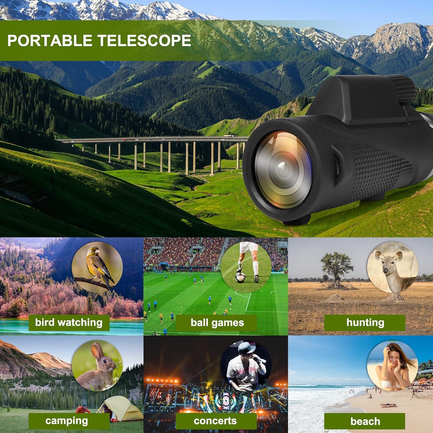 Telescopio Monocular HD 12x55 Aoziqi Impermeable Compacto