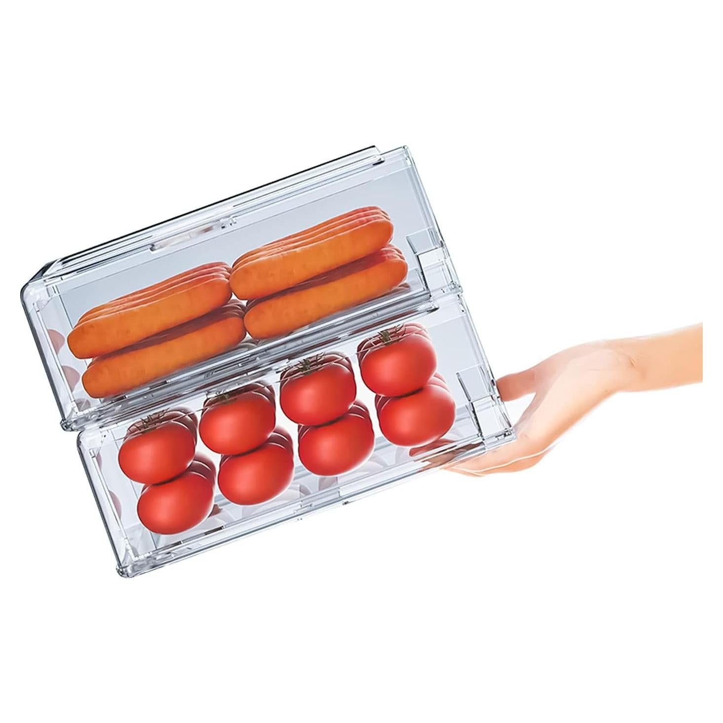 Organizador de Refrigerador YekouMax 2 Pack Cajones Apilables 30 cm
