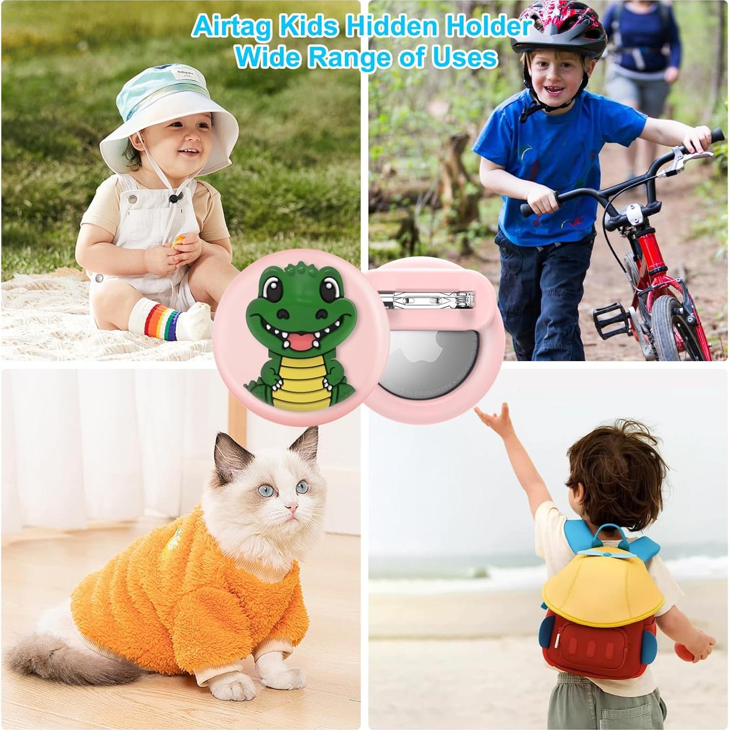 Funda Oculta para AirTag Bingcok 2 Pack Niños Rosa Púrpura