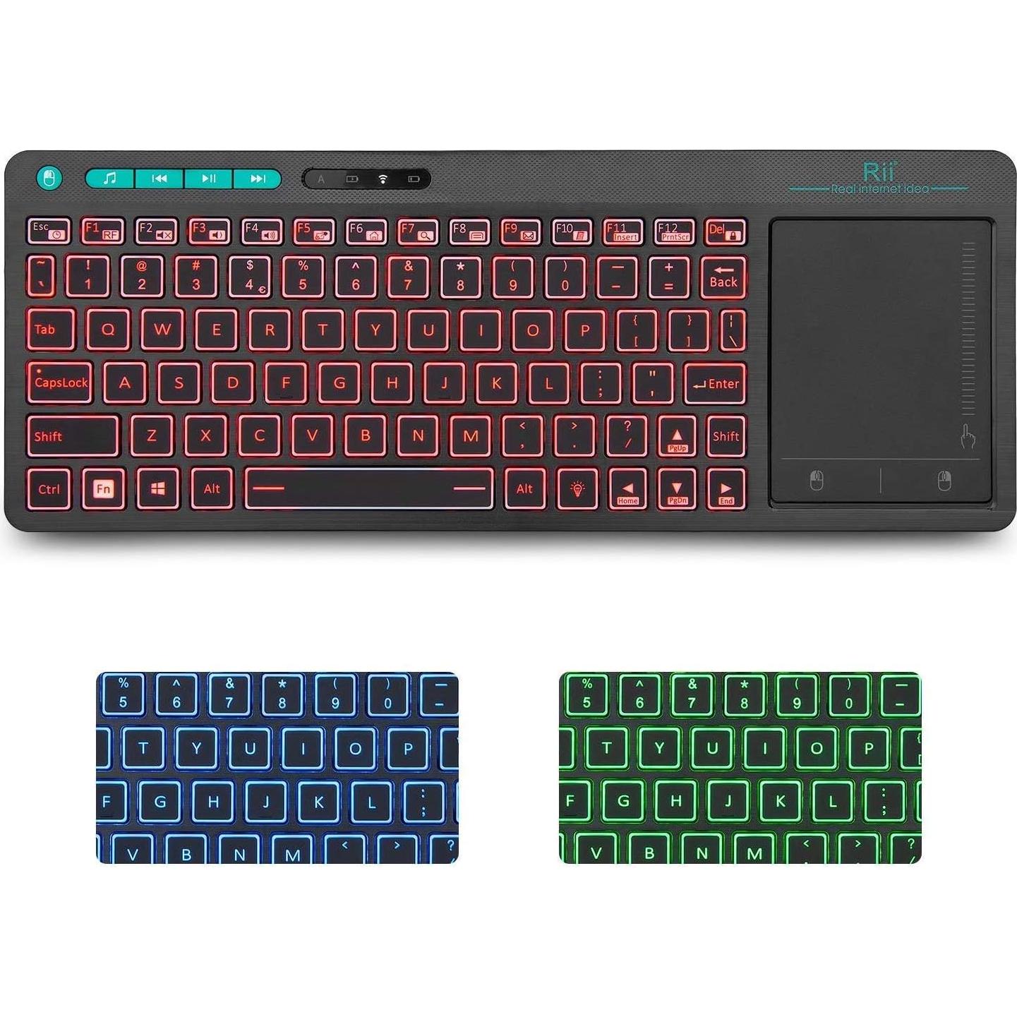 Teclado Multimedia Inalámbrico Rii K18 Plus Retroiluminado