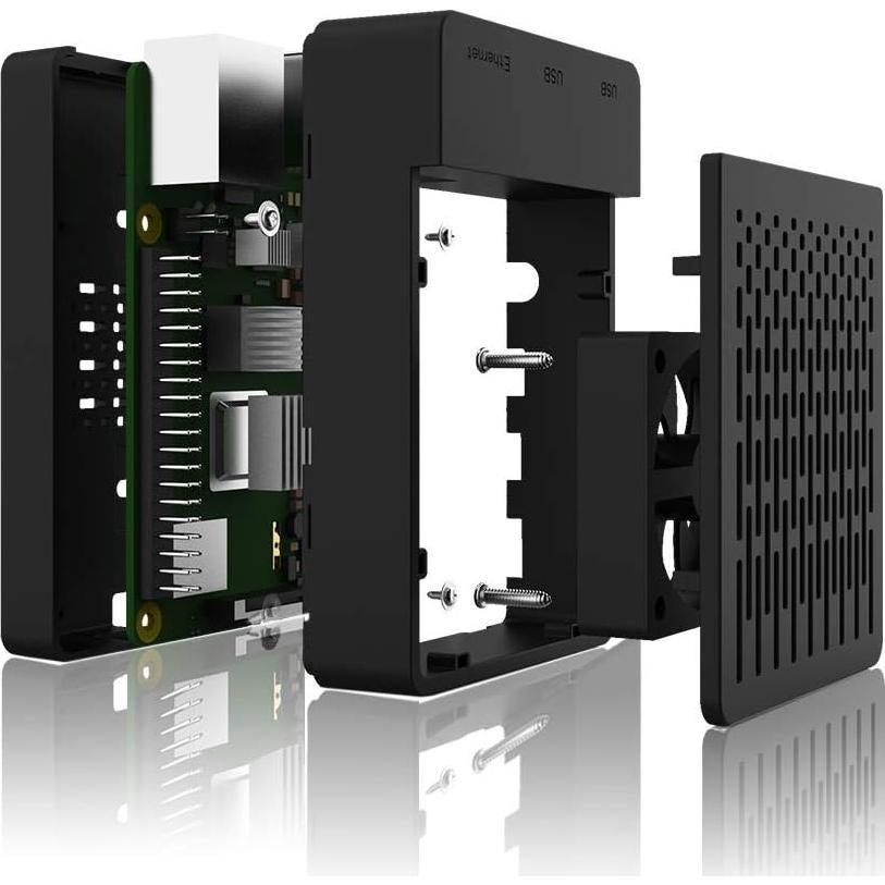 Caja de ABS para Raspberry Pi 4 iUniker con ventilador y disipador