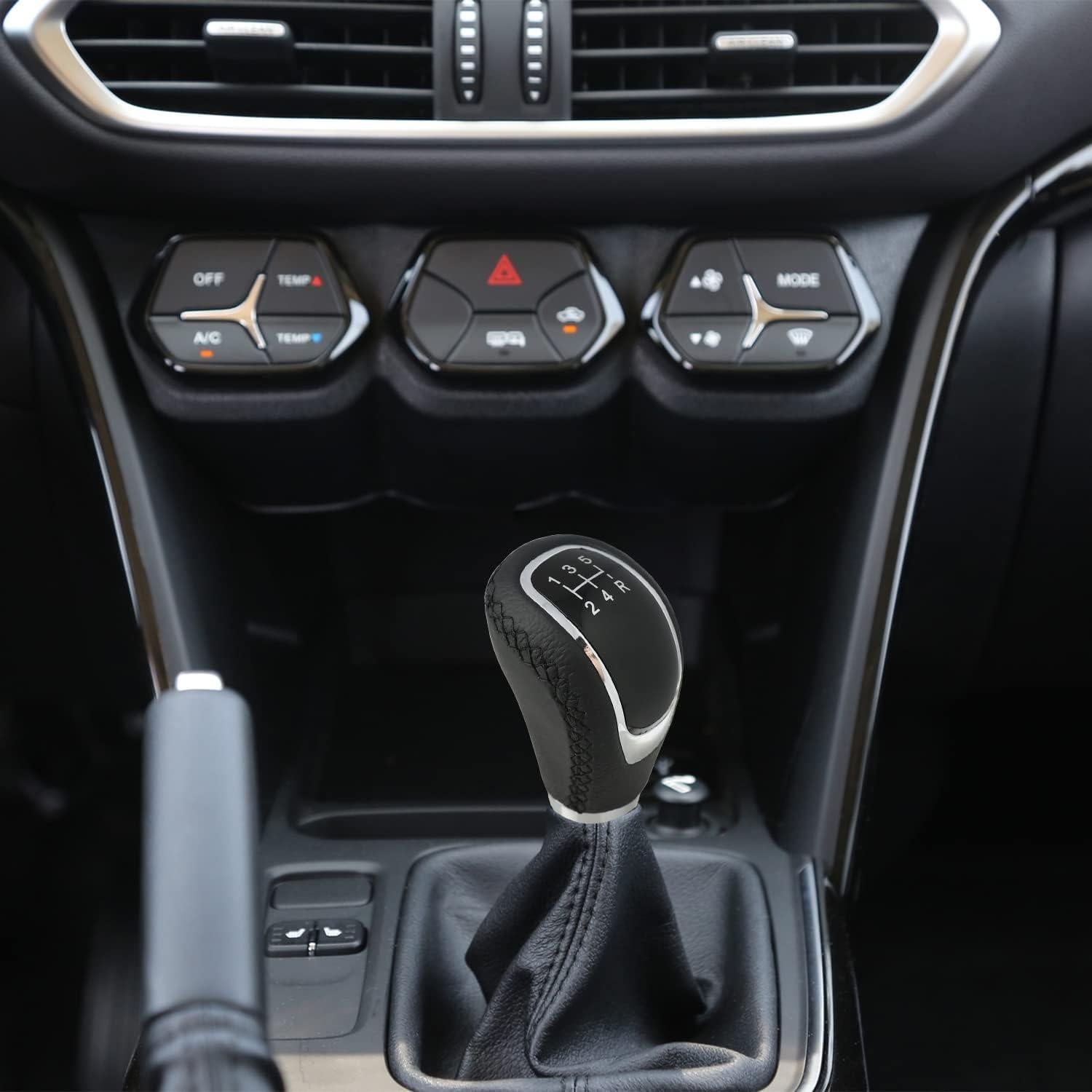 Perilla de Cambio Manual 5 Velocidades Bashineng Cuero Negro