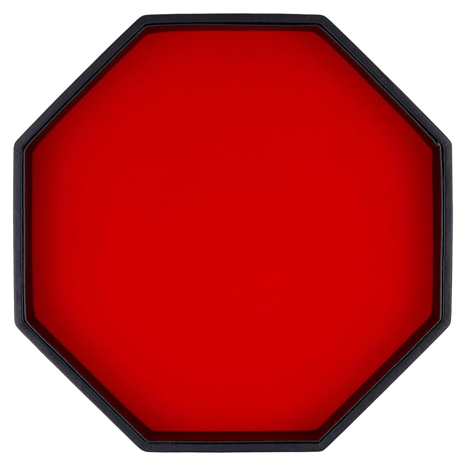 Bandeja para Dados RERIVER Octagonal de Cuero PU Roja