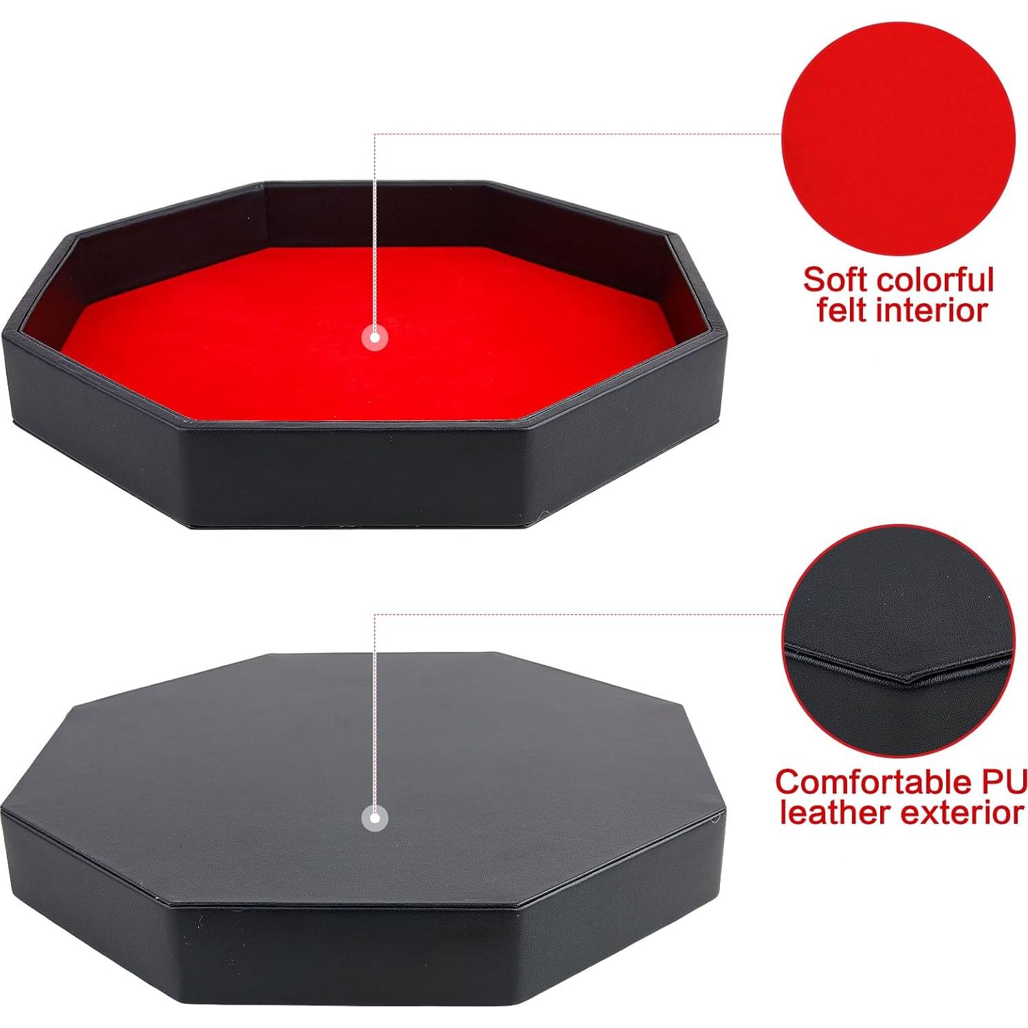 Bandeja para Dados RERIVER Octagonal de Cuero PU Roja
