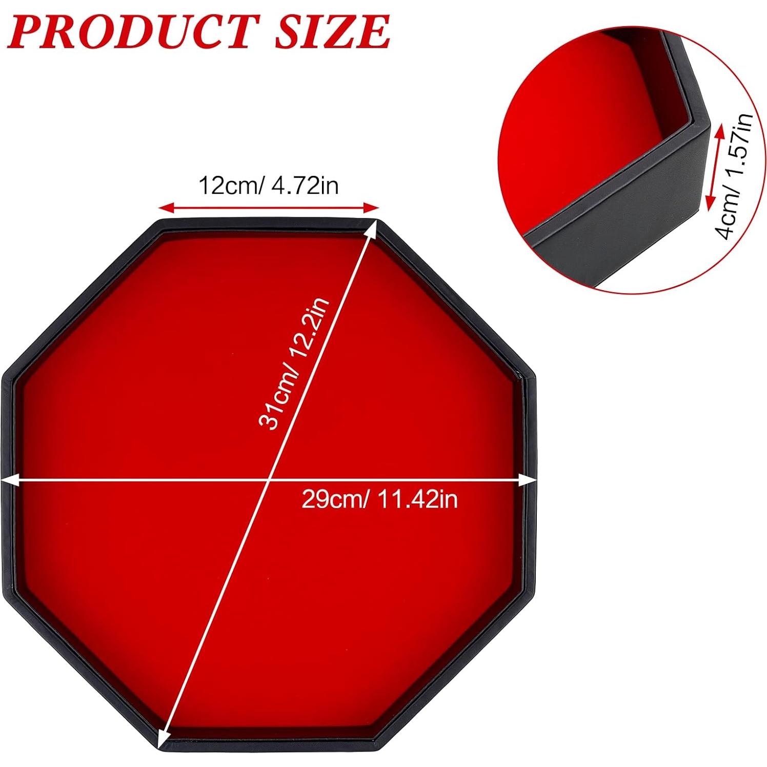 Bandeja para Dados RERIVER Octagonal de Cuero PU Roja