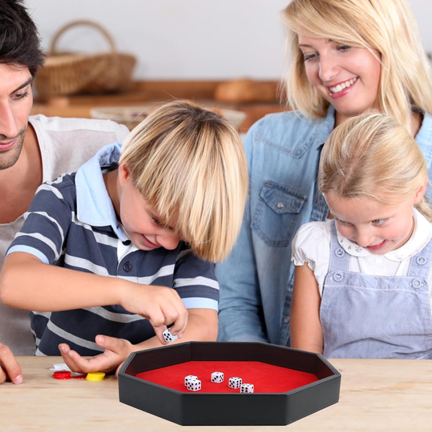 Bandeja para Dados RERIVER Octagonal de Cuero PU Roja