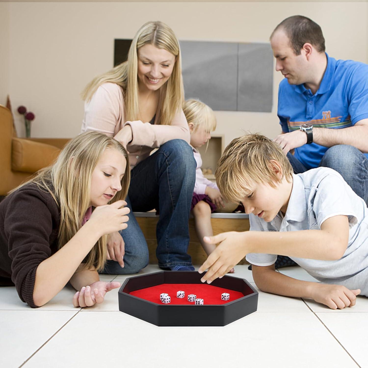 Bandeja para Dados RERIVER Octagonal de Cuero PU Roja