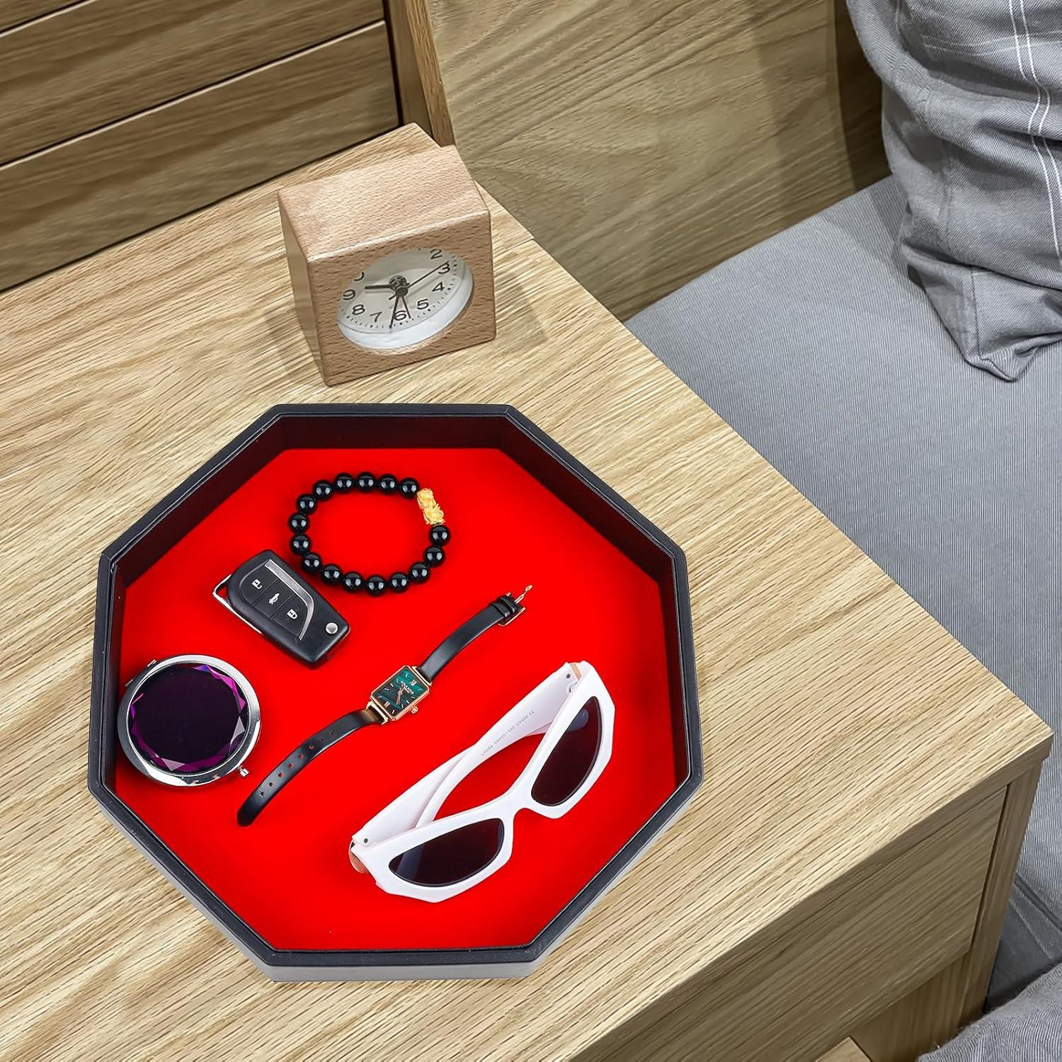 Bandeja para Dados RERIVER Octagonal de Cuero PU Roja