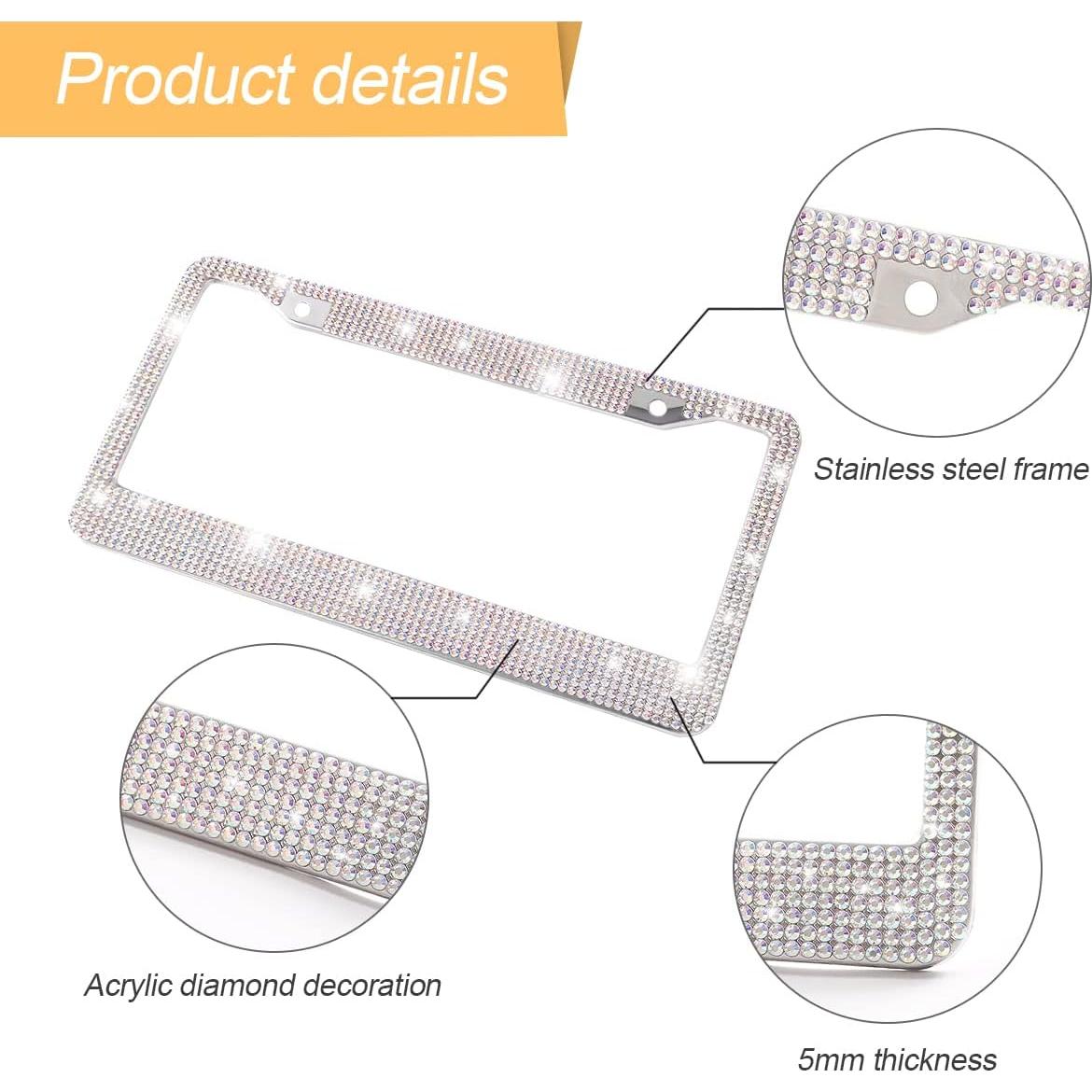 Marco de Placa de Licencia YALOK Brillante con Rhinestones