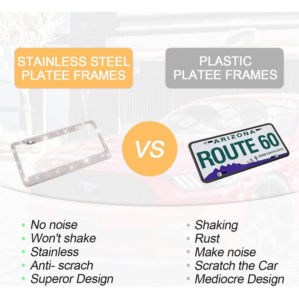 Marco de Placa de Licencia YALOK Brillante con Rhinestones