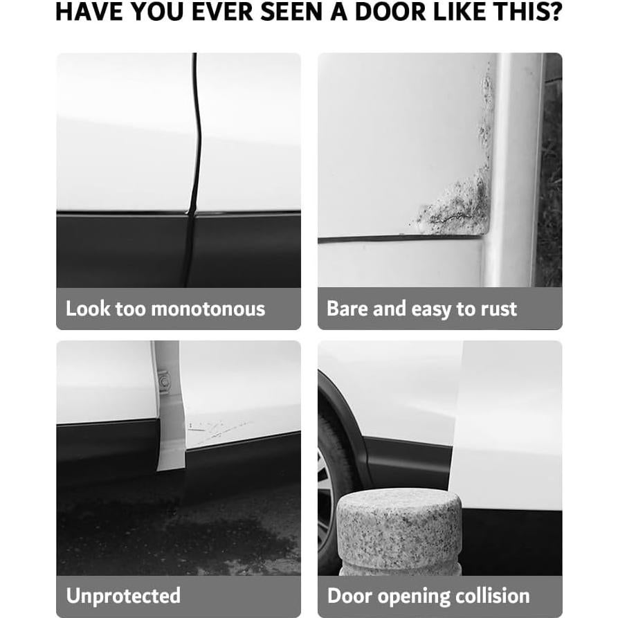 4 Protectores de Bisel de Puerta de Coche Figpade Negro