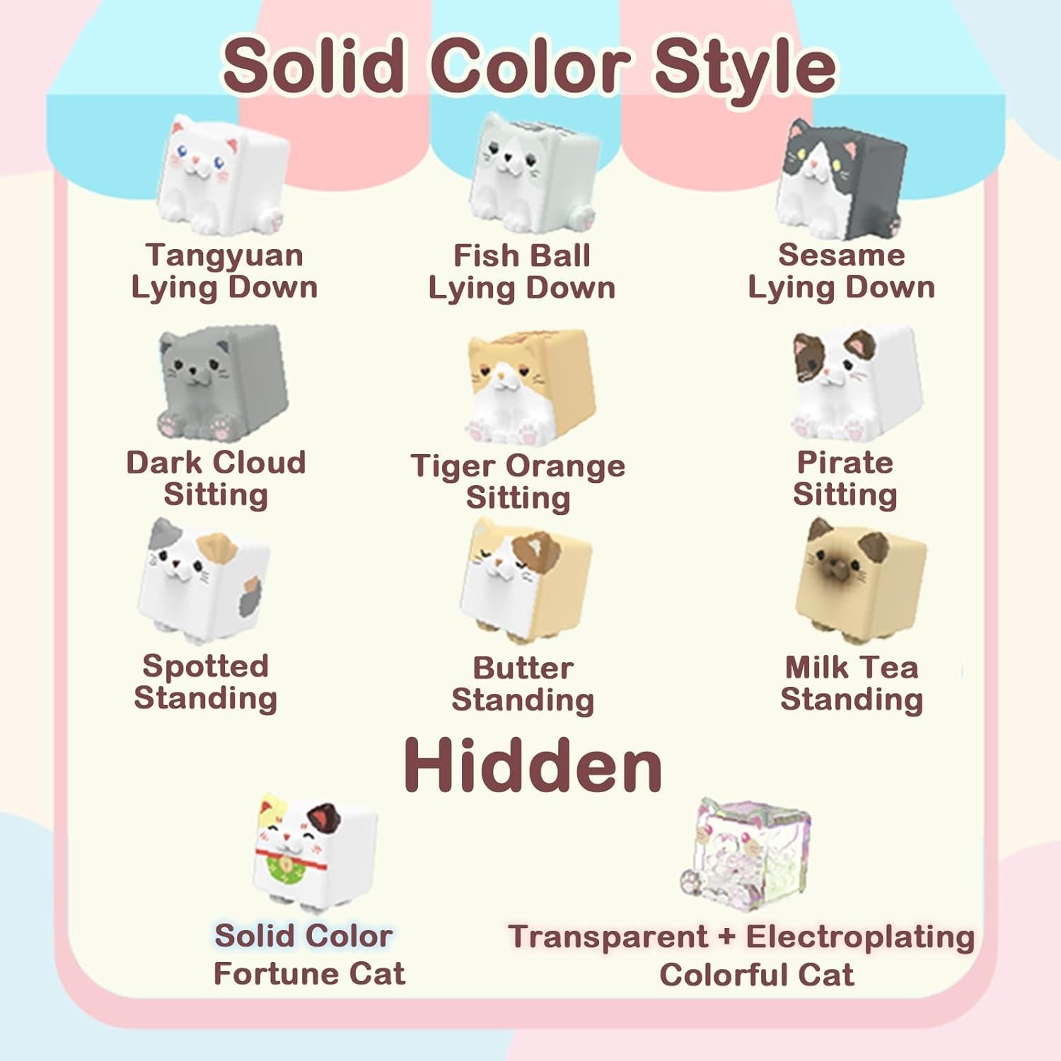 BEEMAI Paquete Sorpresa Gato Cuadrado 5 Figuras Kawaii