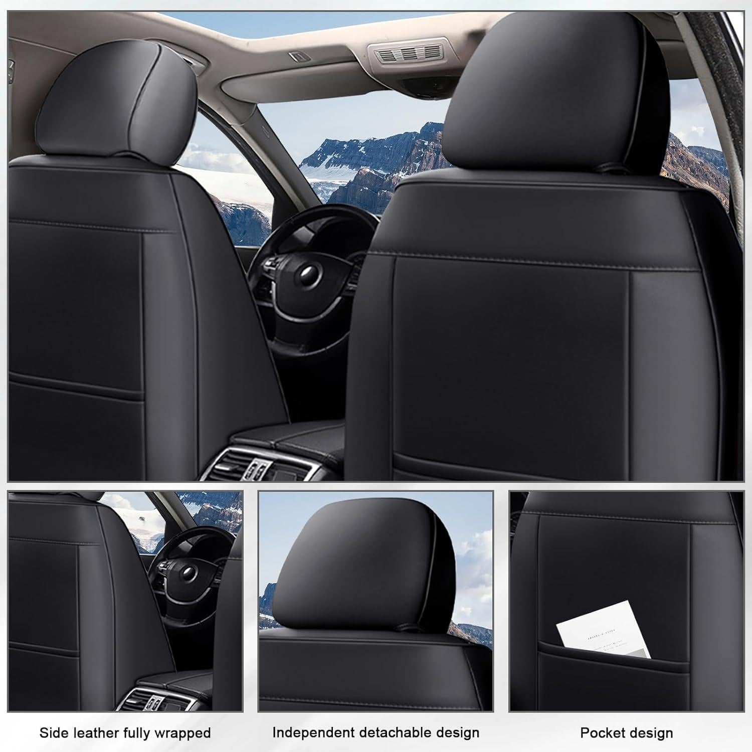 Fundas de Asiento BOJVAIGA para Toyota Yaris 2007-2020, Juego de 5, Negro