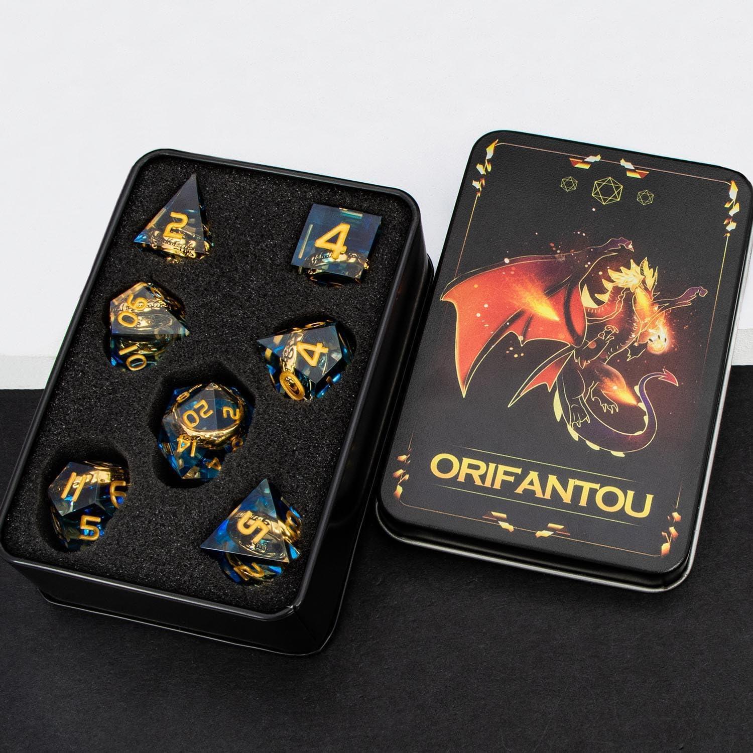 Conjunto de Dados DND ORIFANTOU 7 Piezas Resina Roja